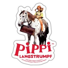 Pippi Langstrumpf Reitet Auf Kleiner Onkel Aufkleber Sticker, max. 10 x 10 cm