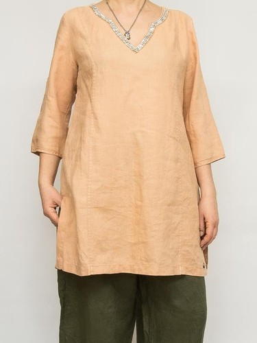 Women didi shirt beige linen - shirt, m