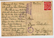 Postkarte 1946 nach - , bad