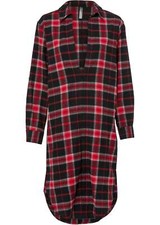 Longbluse mit seitlichen Schlitzen Gr. 36 Rot Schwarz Kariert Damen-Bluse Neu