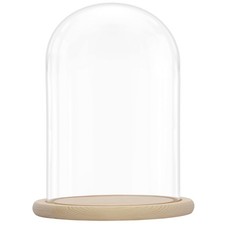 Glasglocke mit Holzboden - Glaskuppel 31, 5cm - Glaskuppel mit Holzboden -
