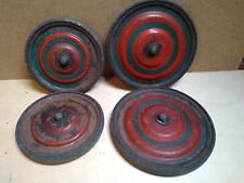 Satz Räder Handwagen Metall Vollgummi alt 30er 40er Seifenkiste Deko rot grün 