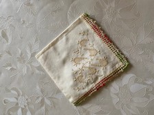 Damen-Stofftaschentuch, Weiß mit Spitze und Stickerei, Baumwolle