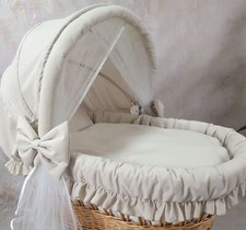 Ausstattung Stubenwagen Bezug 7-tlg Beige Grau Weiß Prosa Khaki Bettset auch XL