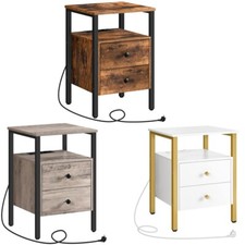 Beistelltisch Sofatisch mit Ladestation Nachttisch Nachtkommode 40 X 40 X 61 cm 