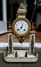 Französischer Portaluhr Pendule Bronze Marmor Weiß  1870.