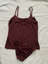 TCM - Set: Slip + Hemdchen mit Strass-Steinen, Gr. 36/38 bordeaux -  NEU