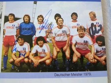 Unikat. Orginales Autogramm. 6 St. HSV. DFB. Mannschaftsfoto. 1975/76. Hrubesch 