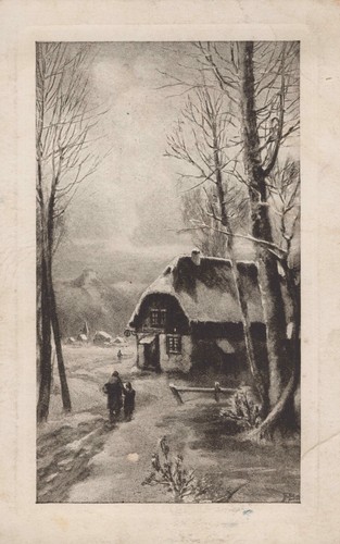 Alte postkarte winterdorf - alte,