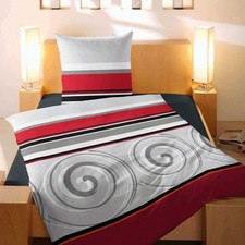 Satin Bettwäsche Set Rot Grau