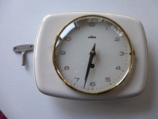 Alte ALKA Keramik Küchenuhr weiß mit Goldrand 50er - vintage
