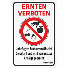 Schild - Verbotsschild Ernten verboten KPI-0417