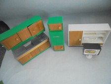 34223 Puppenstube Wohnzimmerschrank 2x Küchenschrank Rekord Fernseher 70er Jahre