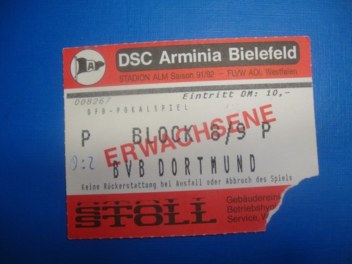 Ticket arminia bielefeld - 91/92,