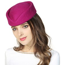 Wolle Stewardess Air Hostess Pillbox Hut Millinery TearDrop Fascinator Base A040