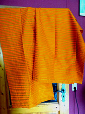Vintage Gardine, Dekostoff, orange, 60er/70er Jahre