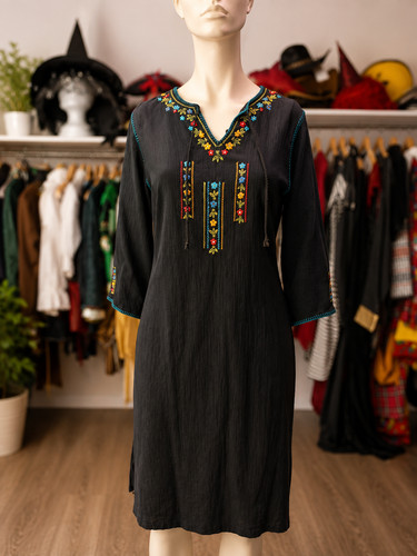 Damen tunika kleid schwarz - kleid,