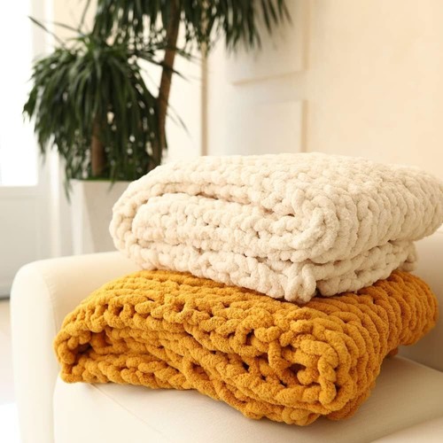 Grob gestrickte kuscheldecke - grob,