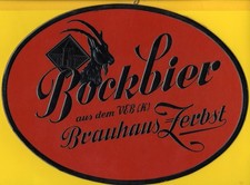 Reklameschild DDR, Brauhaus Zerbst, fester Karton, ca. 29,4 x 39,5 cm