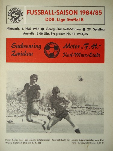 Programm ddr liga 1984 bsg - liga,