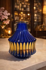 Art Deco Kobaltblaue Glasvase