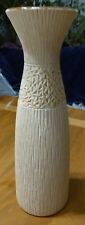 Vase Blumenvase Tischvase hoch  beige strukturiert Bambus-Optik