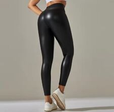 Damen Leggings PU Hose Leder-Optik Hohe Taille High-Waist
