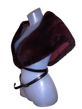 Roberto Cavalli Luxus-Lammfell-Stola in burgunderrot mit Wickel-Gürtel neu