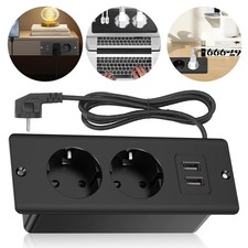 4in1 Tischsteckdose,2-fach-Einbausteckdose mit 2 USB-Anschlüssen, Tischsteckdose