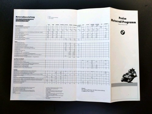 Bmw motorrad preisliste 1990 - motorrad,