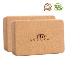 Südgrat Yogablock 2er Set Kork 100% Natur, Korkblock Yoga Kork Block Joga Klotz