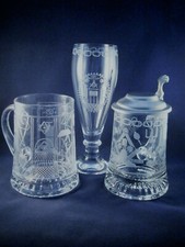 Logen-Glas Biergläser m. Freimauer-Motiv  freemason glass