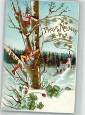 39901261 - Auf dem Baum klettern Gluecksklee Neujahr Zwerg 1905