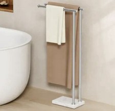 KES Handtuchhalter 2-armig, schwenkbar, Edelstahl, gebürstet Marmor Fuß in weiß