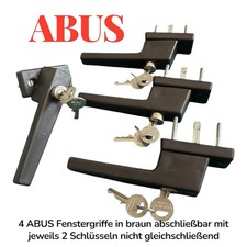 Abus, 4x abschließbarer Fenstergriff braun, je 2 Schlüssel,verschiedenschließend