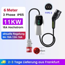 11KW Typ 2 6m EV Ladekabel 16A 3 Phase Elektroauto PHEV Ladegerät Mobile Wallbox