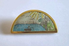 Vintage Brosche Seidenmalerei