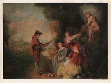 Lithografie 1966: Malerei, Antoine Watteau Die Liebeslektion