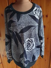 Vintage 80er Pulli Pullover schwarz weiß Fledermausärmel