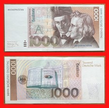? 1000 Deutsche Mark ?DM Schein Bundesbank vom 1.August 1991 ? AD2609632D6 ?