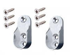 SCARFELL 2 x ovaler Kleiderschrank Schiene Ende Stützhalterungen 15 mm breit vernickelt