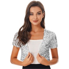 Damen Pailletten Bolero Kurze