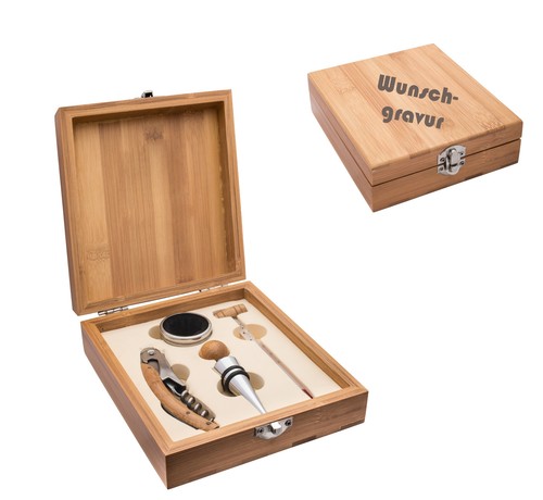 Wein set bambus teilig - wein-set,