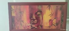 Schönes Buddha Wandbild Holzrahmen 77 × 40 cm warme Farben