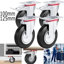 Transportrollen Set 4 x Lenkrollen Bockrollen Vollgummi Schwerlastrollen Möbel