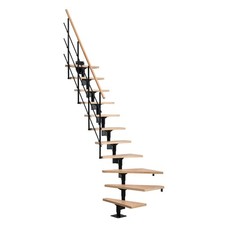 DOLLE Raumspartreppe Mittelholmtreppe Porto Schwarz Buche Stufen Modern 282 cm