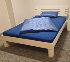 Doppelbett buche massiv weiss - doppelbett,