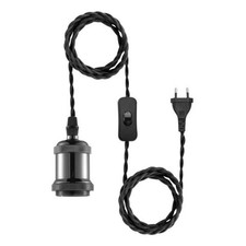 Pendelleuchte Hold It Schwarz max. 40W E27 Textilkabel gedreht Schalter Stecker