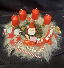Adventskranz  Rot  Ca.25 cm Mit Lichterkette 