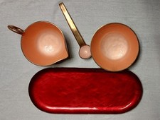 Vintage Kupfer Emaille Set – Schalen, Kännchen & Tablett – Handarbeit, Mid Centu